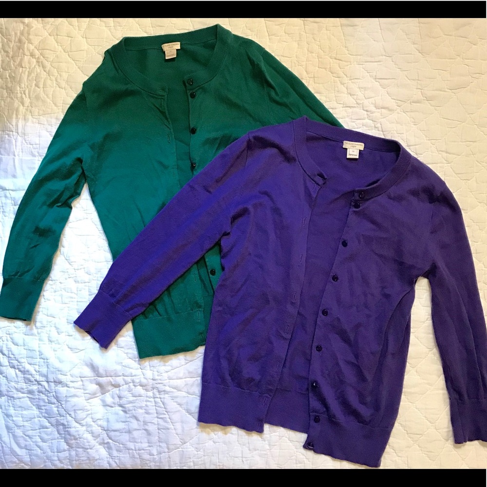 J Crew Factory Clare 3/4 Sleeve Cardigan- Set of 2